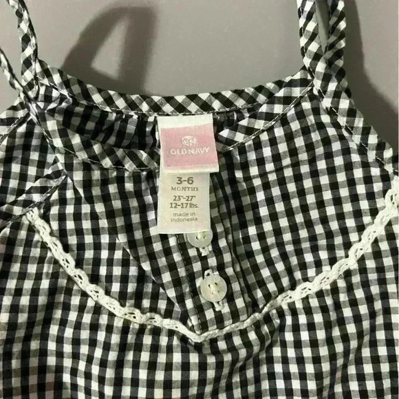 Vintage old navy baby girl gingham tank top checkers black and white no flaws - Picture 2 of 3